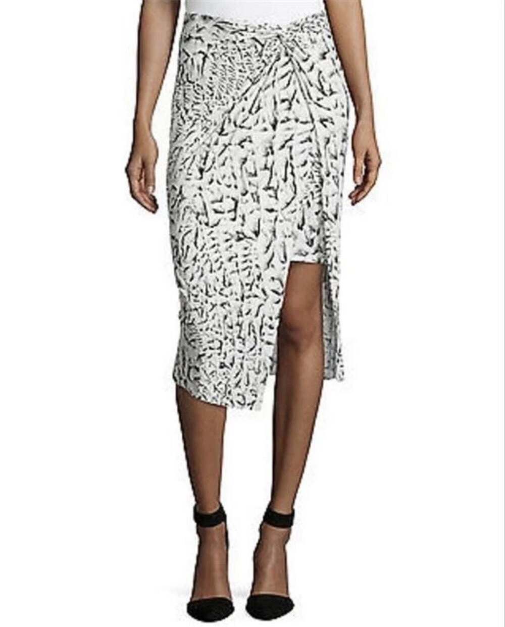 HELMUT LANG Strata Print Twist Knot Asymmetrical Midi Skirt Size S
